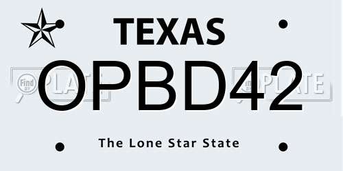 OPBD42 Texas License Plate