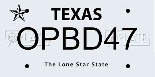 OPBD47 Texas License Plate