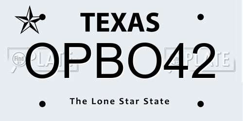 OPBO42 Texas License Plate