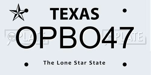 OPBO47 Texas License Plate