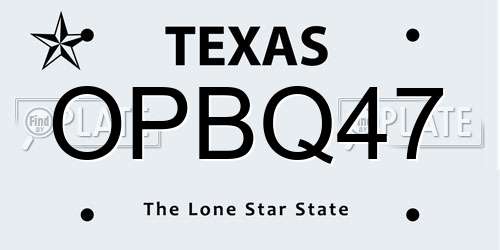 OPBQ47 Texas License Plate