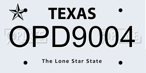OPD9004 Texas License Plate