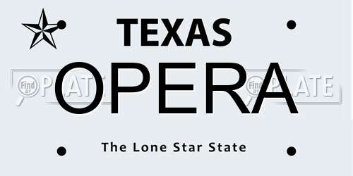 OPERA Texas License Plate