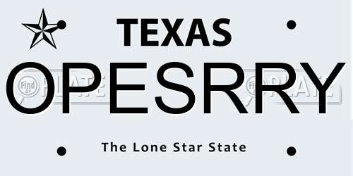 OPESRRY Texas License Plate