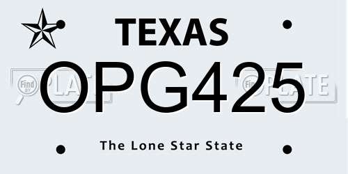 OPG425 Texas License Plate