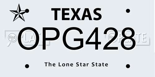 OPG428 Texas License Plate