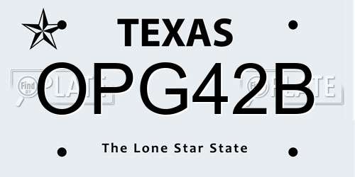 OPG42B Texas License Plate