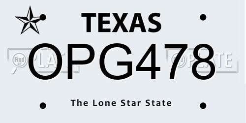 OPG478 Texas License Plate