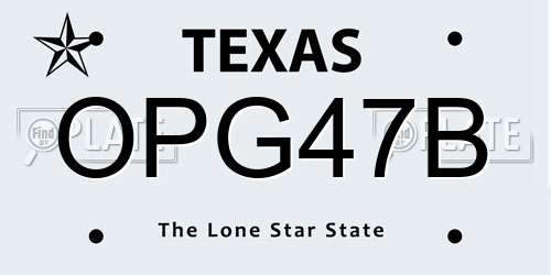 OPG47B Texas License Plate