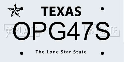 OPG47S Texas License Plate