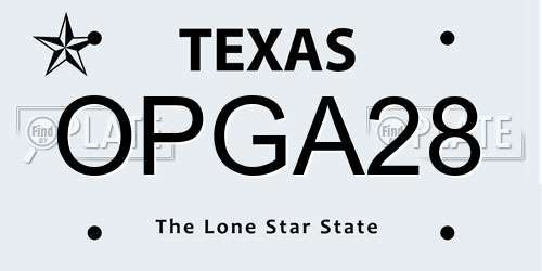 OPGA28 Texas License Plate