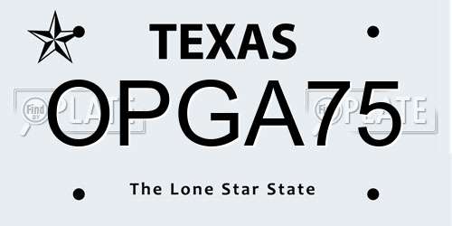 OPGA75 Texas License Plate