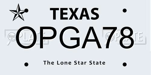OPGA78 Texas License Plate