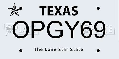 OPGY69 Texas License Plate