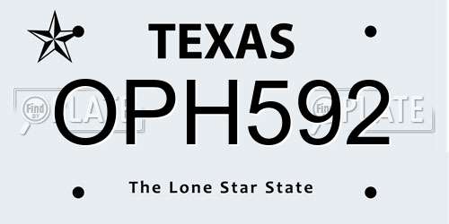OPH592 Texas License Plate