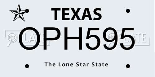 OPH595 Texas License Plate