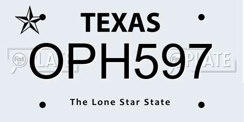 OPH597 Texas License Plate