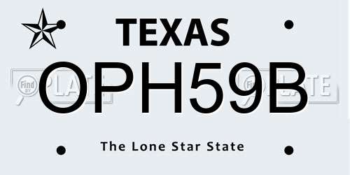 OPH59B Texas License Plate