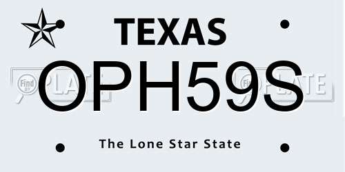 OPH59S Texas License Plate