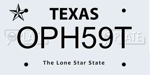 OPH59T Texas License Plate