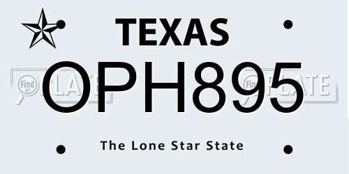 OPH895 Texas License Plate