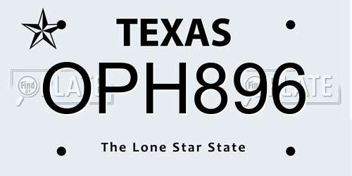 OPH896 Texas License Plate