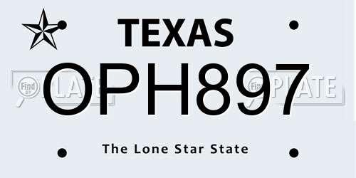 OPH897 Texas License Plate
