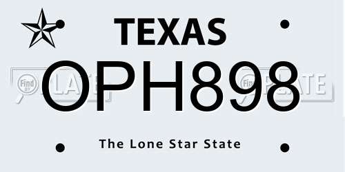 OPH898 Texas License Plate