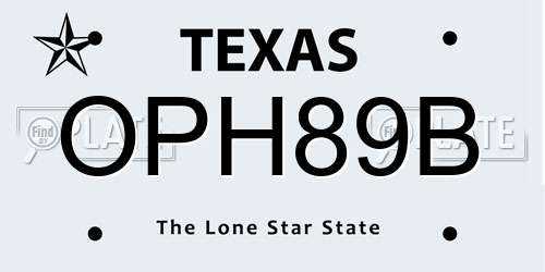 OPH89B Texas License Plate