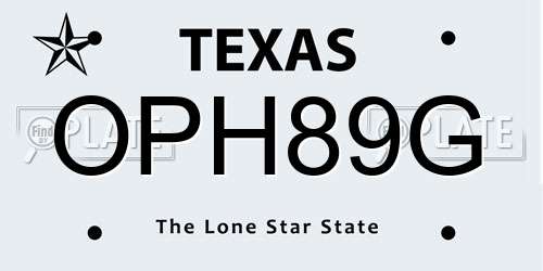 OPH89G Texas License Plate