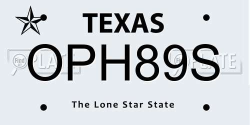 OPH89S Texas License Plate