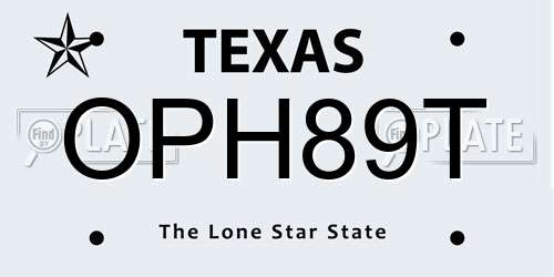OPH89T Texas License Plate