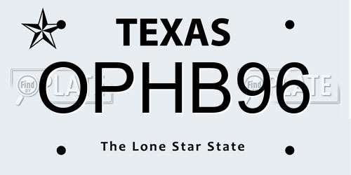 OPHB96 Texas License Plate