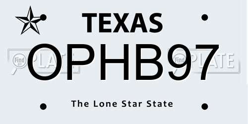 OPHB97 Texas License Plate
