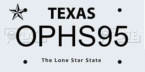 OPHS95 Texas License Plate