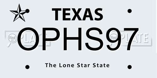 OPHS97 Texas License Plate