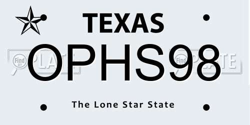 OPHS98 Texas License Plate