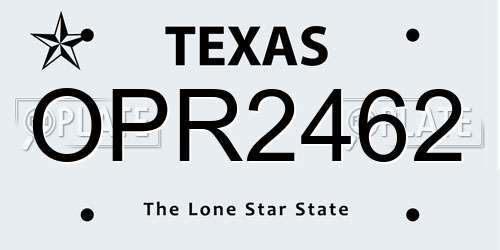 OPR2462 Texas License Plate