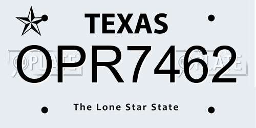 OPR7462 Texas License Plate