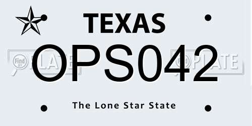 OPS042 Texas License Plate