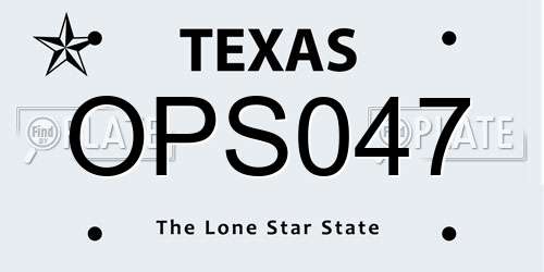 OPS047 Texas License Plate