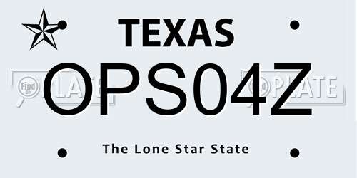 OPS04Z Texas License Plate