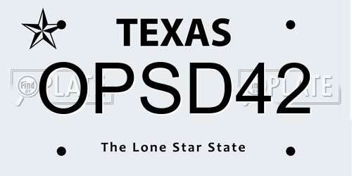 OPSD42 Texas License Plate