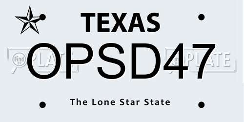 OPSD47 Texas License Plate