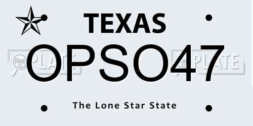 OPSO47 Texas License Plate