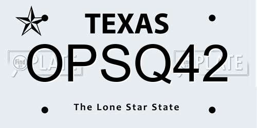 OPSQ42 Texas License Plate