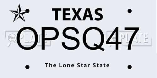 OPSQ47 Texas License Plate