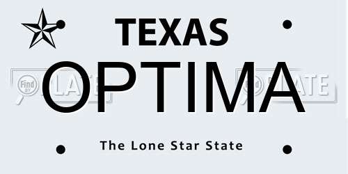 OPTIMA Texas License Plate