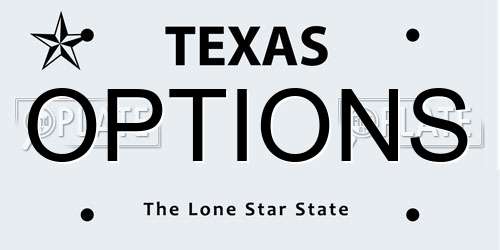 OPTIONS Texas License Plate