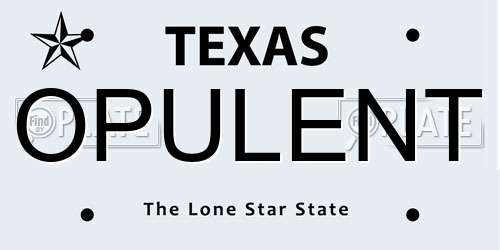 OPULENT Texas License Plate